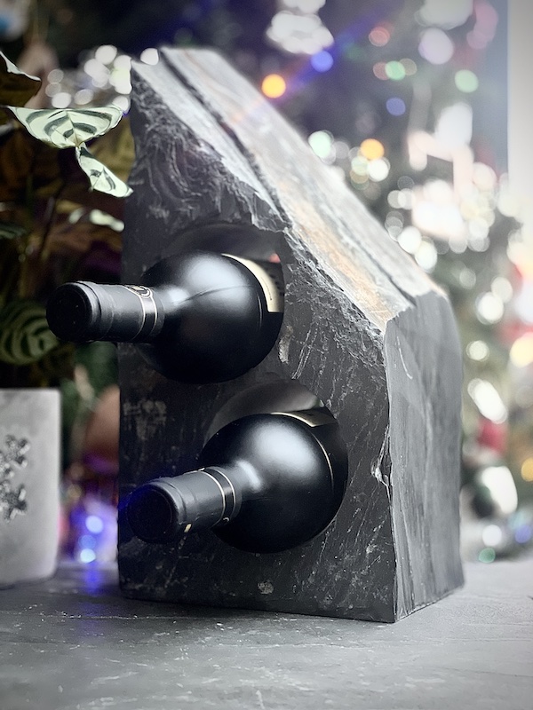 2 hole christmas slate wine rack